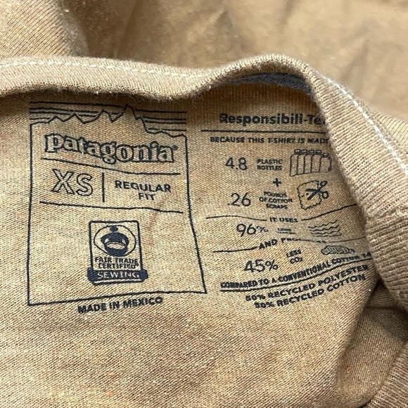Patagonia Graphic T-Shirt Responsibili-Tee‎ Short Sleeve Crew Neck Yellow XSmall - Picture 3 of 8